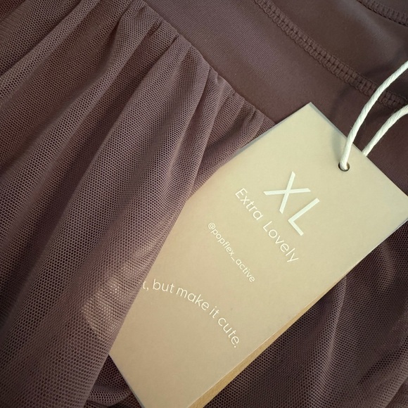 POPFLEX Women's Layered Ruffle Skort - Mauve Brown “peppercorn” - Picture 4 of 6